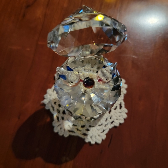 CRYSTAL WORLD ♡ Sweet Vintage Heavy Crystal Bird Bath Two Birds 'n Crystal Ball - Picture 16 of 17